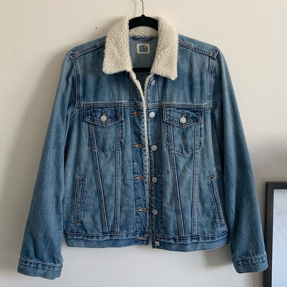 Gap Denim Jean Shearling Jacket size M